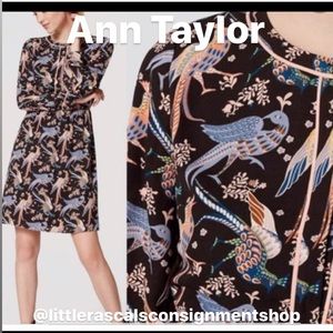 Ann Taylor pheasant and birds dress Sz 6 petite